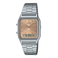 Reloj Casio Vintage Analog Digital Light Copper Dial Dual Time Quartz Aq-230A-4Amqy Unisex Watch