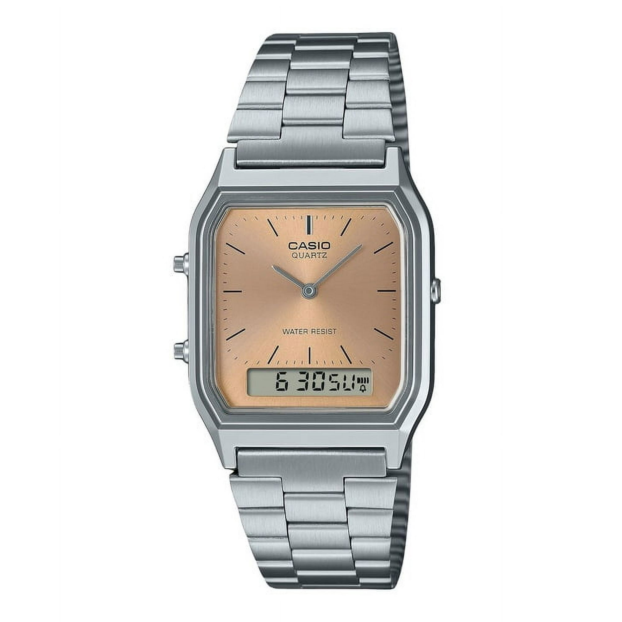 Reloj Casio Vintage Analog Digital Light Copper Dial Dual Time Quartz Aq-230a-4amqy Unisex Watch