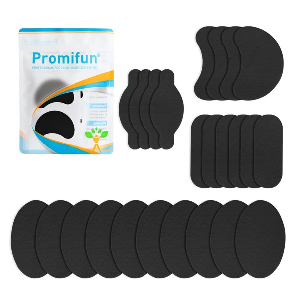 Tiras de Moleskin Promifun 24 piezas - Almohadillas adhesivas negras