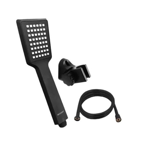 Click Ventas - Set De Ducha Cuadrado De Mano Negro 1,5Mts + Soporte