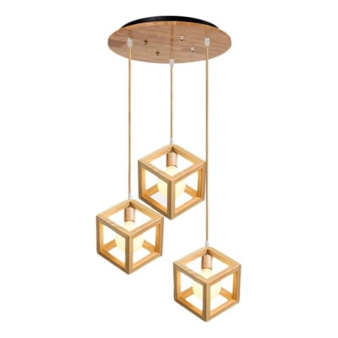 Genérico - Lampara Colgante Madera Contemporanea Decora Hogar Lau