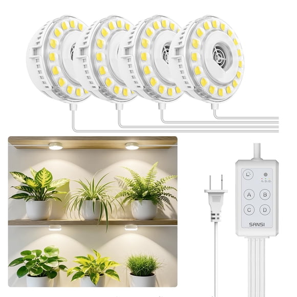 Luz de cultivo tipo puck SANSI 20W (5W x 4) de espectro completo con temporizador, 4 cabezales