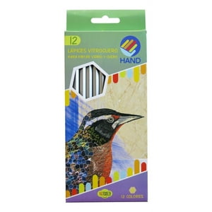 Set Lápices Colores Vitrocuero 12 Unid. Hand. Vidrio Y Cuero Verde