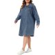 thumbnail image 4 of Agnes Orinda Vestido de Mezclilla Midi con Botones, Cinturón y Mangas Largas para Mujer Talla Grande, Ideal para Escuela, Universidad y Pascua, 1X Gris Azul, 4 of 5