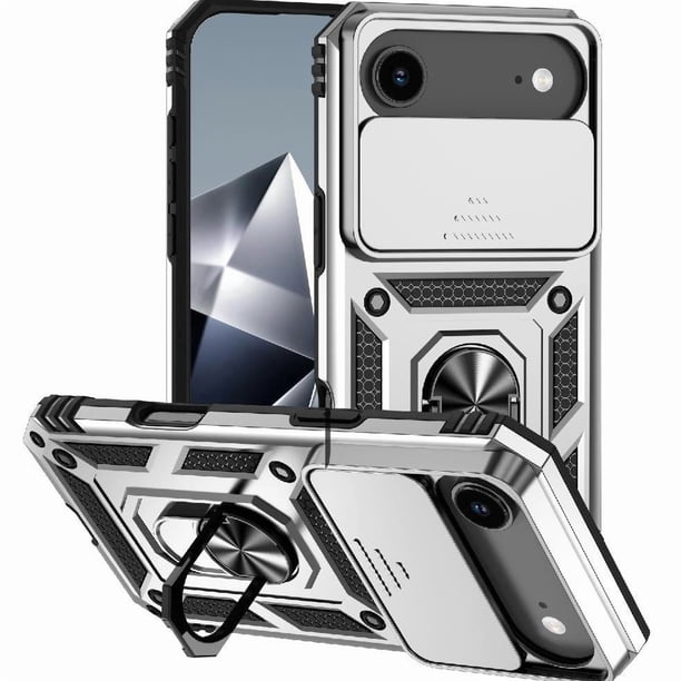 Funda Resistente Anillo Soporte iPhone 17 Air Privacidad Cámara Montaje Magnético Plata