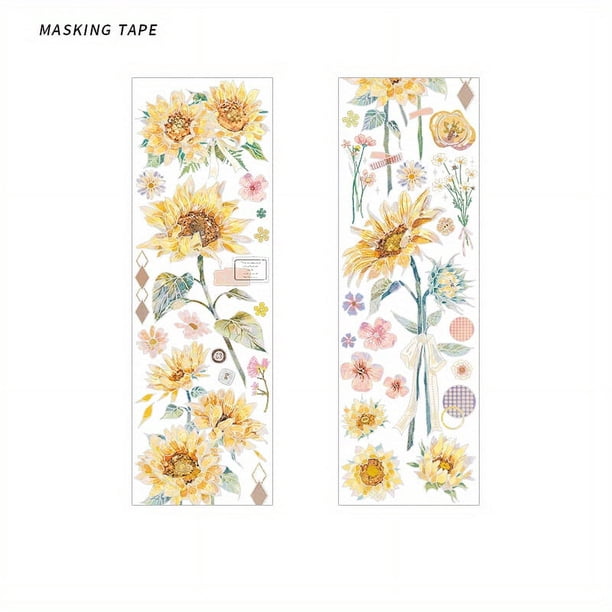 1pc Long Strips PET Tape 13.77inch*2.36inch Plant Flower Decoration Scrapbooking Sticker Label Stationery