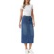 thumbnail image 2 of INSPIRE CHIC Falda de Mezclilla para Mujer Cintura Elástica Abertura Trasera Bolsillos Maxi Largo Faldas Largas de Jean M Azul, 2 of 6