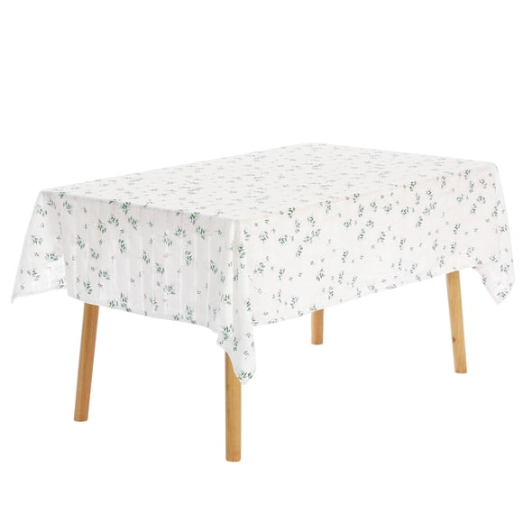 REGALWOVEN Mantel Rectangular Floral de Algodón y Lino, Blanco Lila 47"x71"