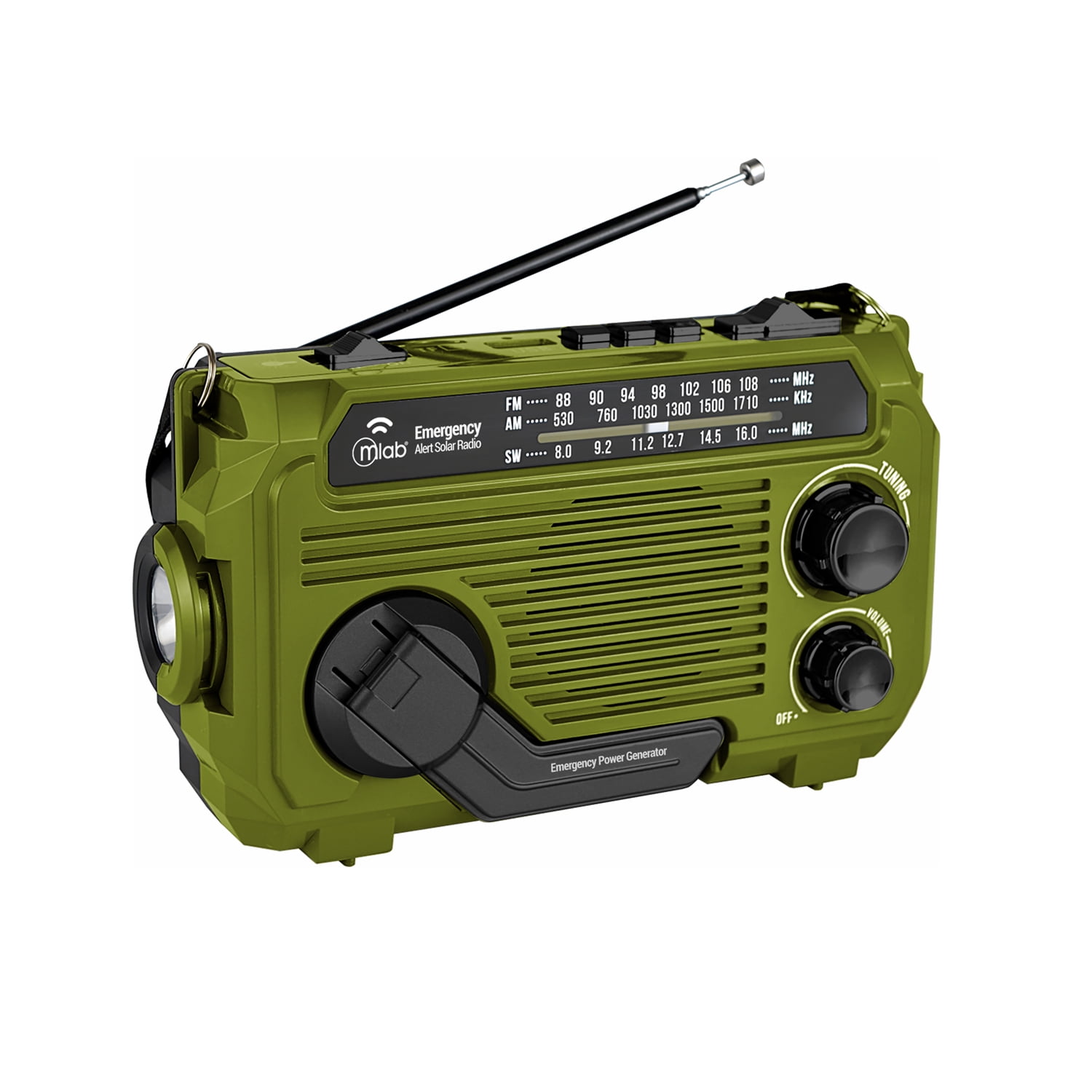 Radio Portatil Dinamo Y Solar Recargable Linterna Mlab 9584