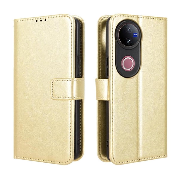 Funda tipo libro para vivo V50 5G, cartera todo‑en‑uno, funda multifuncional con tarjetero y correa de muñeca desmontable