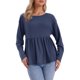 thumbnail image 1 of INSPIRE CHIC Top de Punto de Waffle para Mujer con Mangas Largas Blusas Peplum Babydoll XS Azul Oscuro, 1 of 6