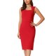 thumbnail image 1 of Vestido lápiz sin mangas con cuello cuadrado para mujer de INSPIRE CHIC, vestido ajustado de oficina, talla 2XL rojo, 1 of 6