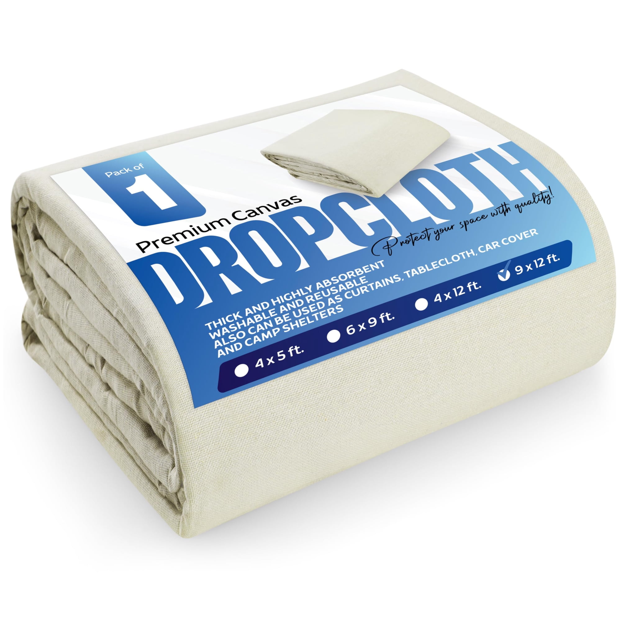 Lona Drop Cloth Utopia Home Utopia, Lavable Y Reutilizable, 9 X 12 Pies