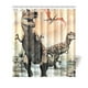 thumbnail image 1 of Cortina de ducha de dinosaurio T-Rex con ganchos, tamaño 66 x 72 pulgadas, 1 of 3