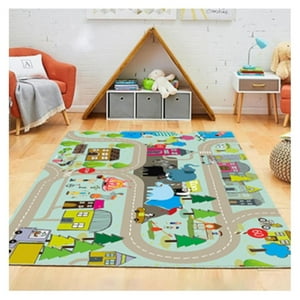Kivara - Alfombra Infantil Barrio 80X120 Cm Tapete Dormitorio Sala Multicolor