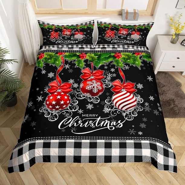Christm-as Trees D-u-t Co-ve-r Queen Size Sa-nta Claus- and Snowman Comfort-er Cover with 2 Pillow-case for Te-ens Adults Kids S-tarry Sky Be-dding Set Snow Sc-ene Brea-thable 3 Pieces D-ecorative
