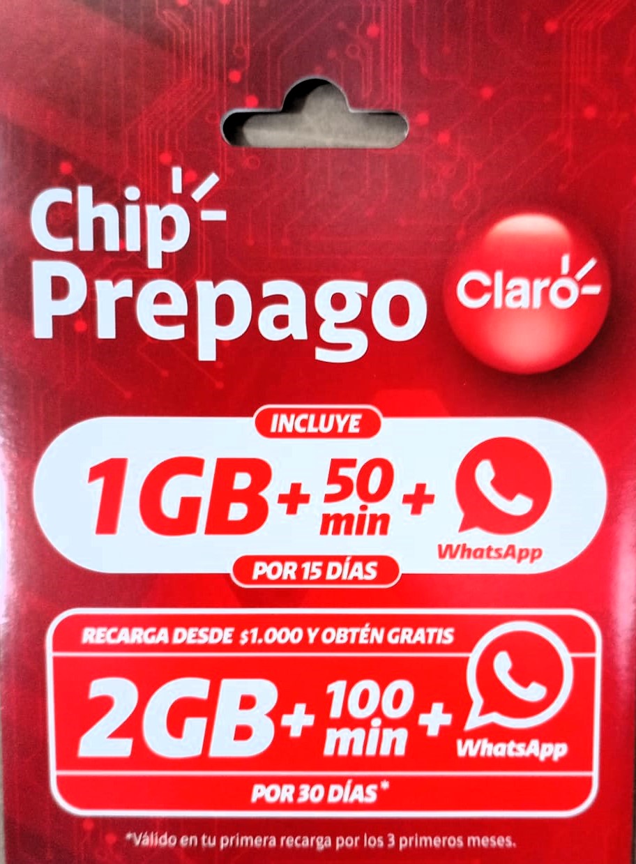Chip Claro Prepago / 1Gb + 50 Minutos