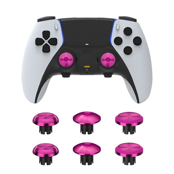 Compatible con PS5 DualSense Edge Controller Metal Thumb Stick Caps, Analog Stick Joystick Replacement Parts Accessory Kit-Rosa Rojo