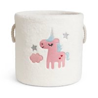 Estilodomus - Canasto Infantil Estilo Unicornio De Felpa Cesto Ropa Sucia Blanco