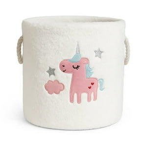 Estilodomus - Canasto Infantil Estilo Unicornio De Felpa Cesto Ropa Sucia Blanco