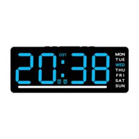 Magideal - Reloj Digital Led, Regalos Con Dos Alarmas, Decoración Del Hogar, Pantalla Grande, Reloj De Escritorio, Reloj De Pared Para Dormitorio, Mesa Y Sala De Número Azul