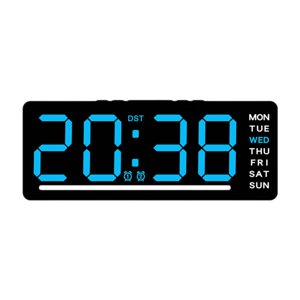 Magideal - Reloj Digital Led, Regalos Con Dos Alarmas, Decoración Del Hogar, Pantalla Grande, Reloj De Escritorio, Reloj De Pared Para Dormitorio, Mesa Y Sala De Número Azul