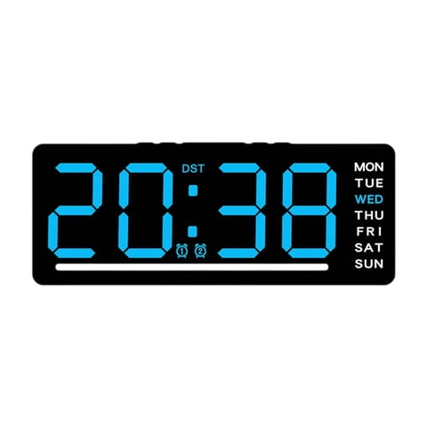 Magideal - Reloj Digital Led, Regalos Con Dos Alarmas, Decoración Del Hogar, Pantalla Grande, Reloj De Escritorio, Reloj De Pared Para Dormitorio, Mesa Y Sala De Número Azul
