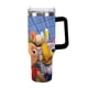 thumbnail image 1 of Clutch Vaso aislado de acero inoxidable con asa, diseño temático, regalo para familia, amigos y fans; incluye pajita y encaja en el portavasos estándar, 40 oz, 1 of 6