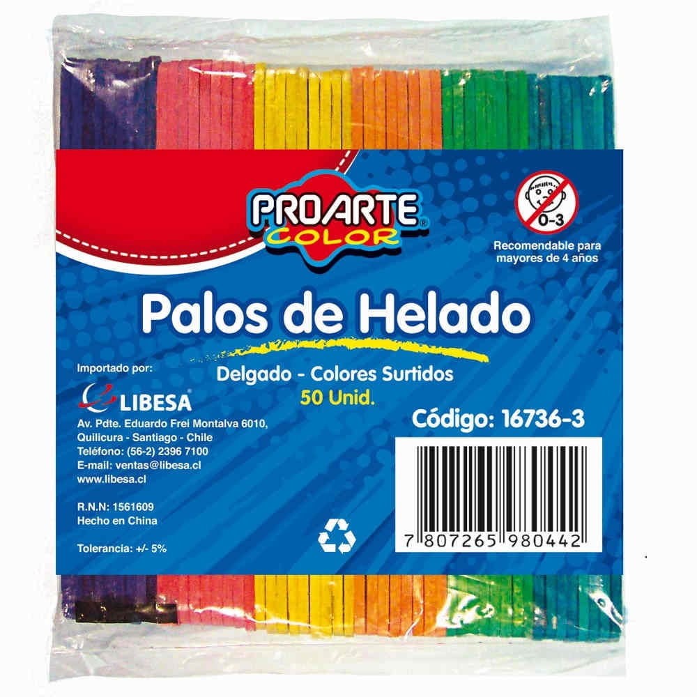 Palos De Helado De Madera Con Colores Bolsa 50 Unidades 1 Un Proarte