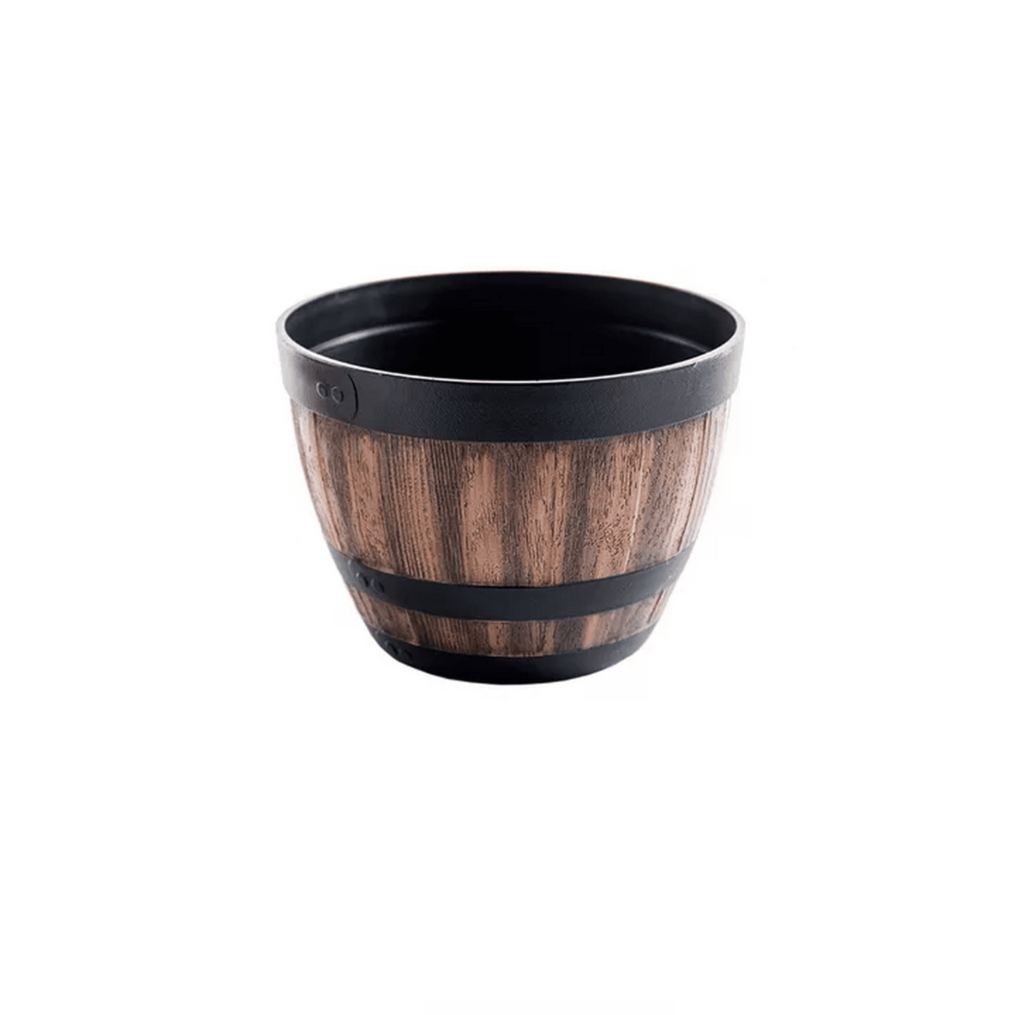 Genérico - 2 Maceteros Barril Simulación Madera 4l Con Agujero 22.8x17cm