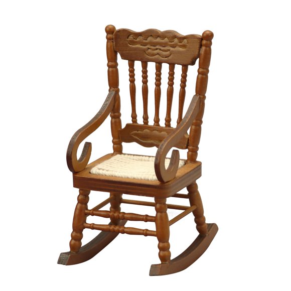 Silla Mecedora Jizlan a Escala 1/12 para Casa de Muñecas – Marrón