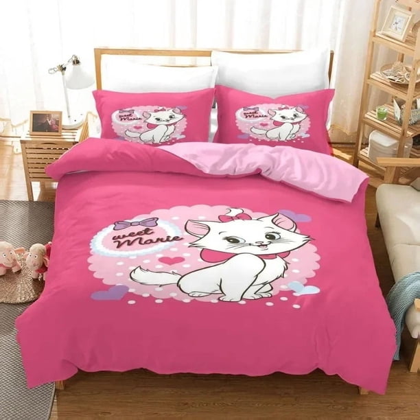 Cute Marie Cat Bedding sets for kids,Cute Cartoon Bedding Set,Marie Cat Duvet Cover Pillowcases Gifts for boys and girls Bed Sheets
