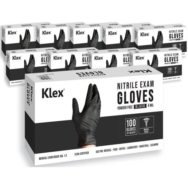 Guantes de nitrilo para exámenes Klex, de grado médico, sin polvo, 1000, tamaño mediano