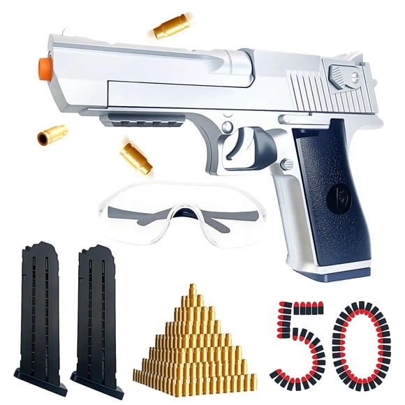 Pistola lanzadardos de espuma Awadas Silver Ops, alcance de 32 pies, 50 dardos