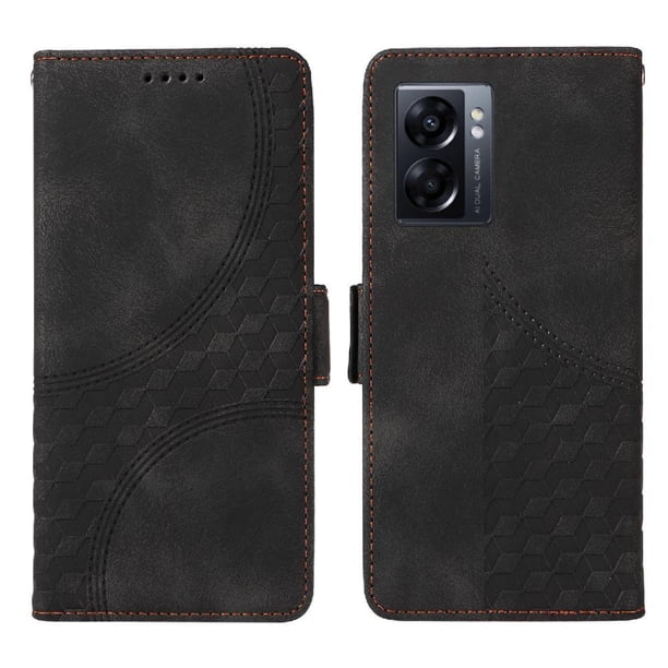 Carcasa FOXDOCK OPPO A57 4G 2022 de cuero PU, diseño acolchado clásico, protección contra caídas y rayones