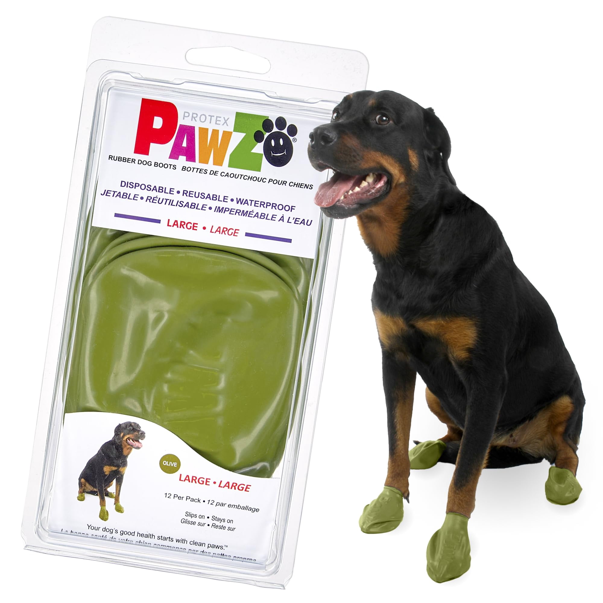 Botas Para Perros Protex Pawz De Goma Para Todo Tipo De Clima, Impermeables, Grandes