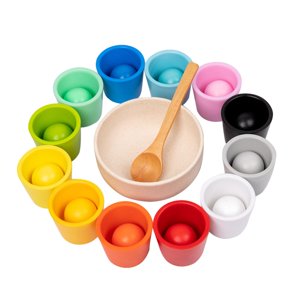 Magideal - Bolas De Arcoíris En Tazas, Juguete Montessori Con Tazas Y Bolas, Entrenamiento De Pensamiento Lógico, Clasificación De Colores, Juguetes De Educación 12 Colores