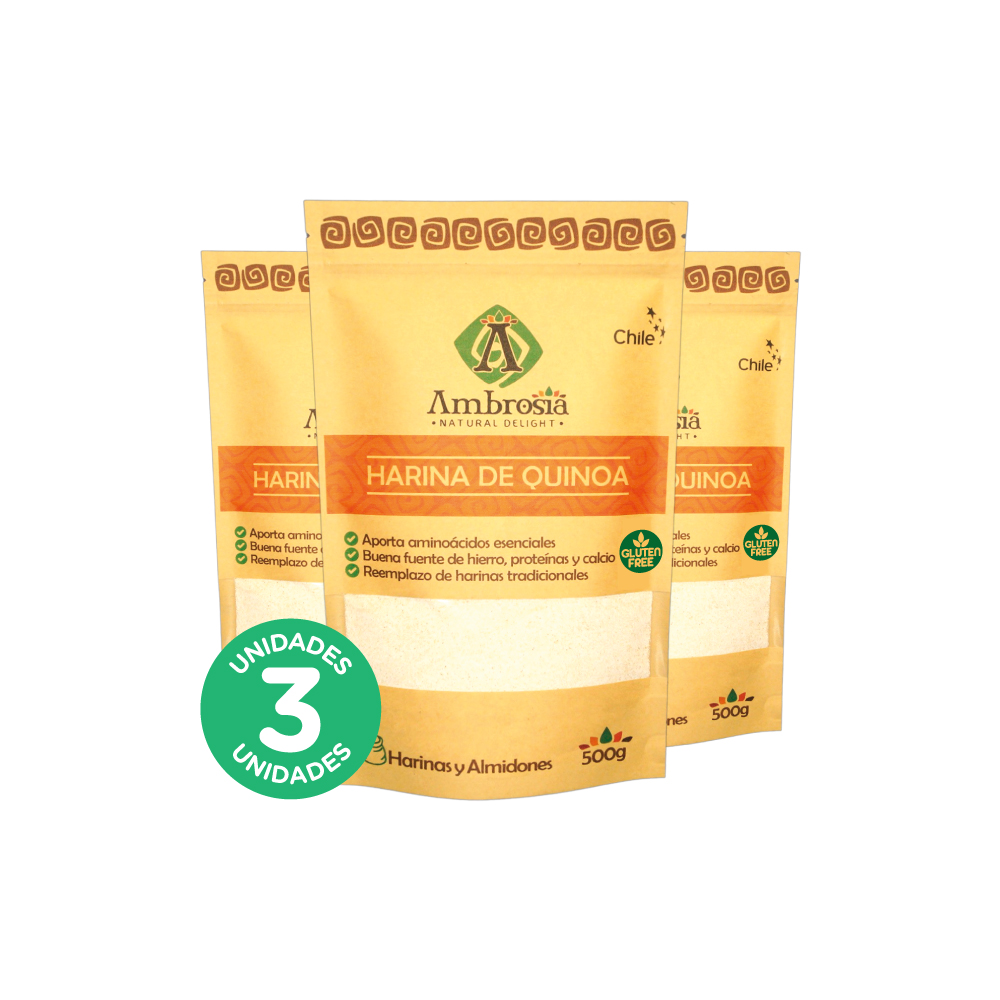 Ambrosia Spa - Pack 3, Harina De Quinoa Blanca 500Gr