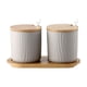 thumbnail image 1 of Juego de 2 tarros de especias de cerámica OnePine, azucarero de cerámica con cuchara y tapa de bambú para té, azúcar, sal y especias en casa y en la cocina., 1 of 5