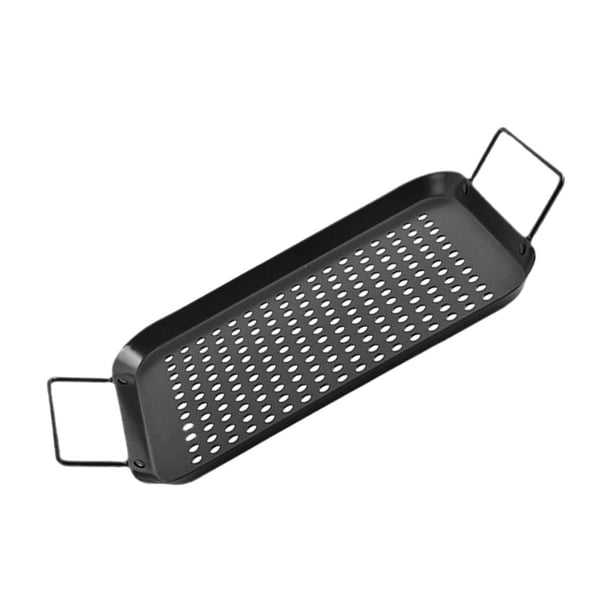 Sartén para asar, sartén para asar, utensilios para hornear de metal con asas, cesta para asar, bandeja para asar para picnics, asar, pescar, viajar, 349 cm x 185 cm x 15 cm