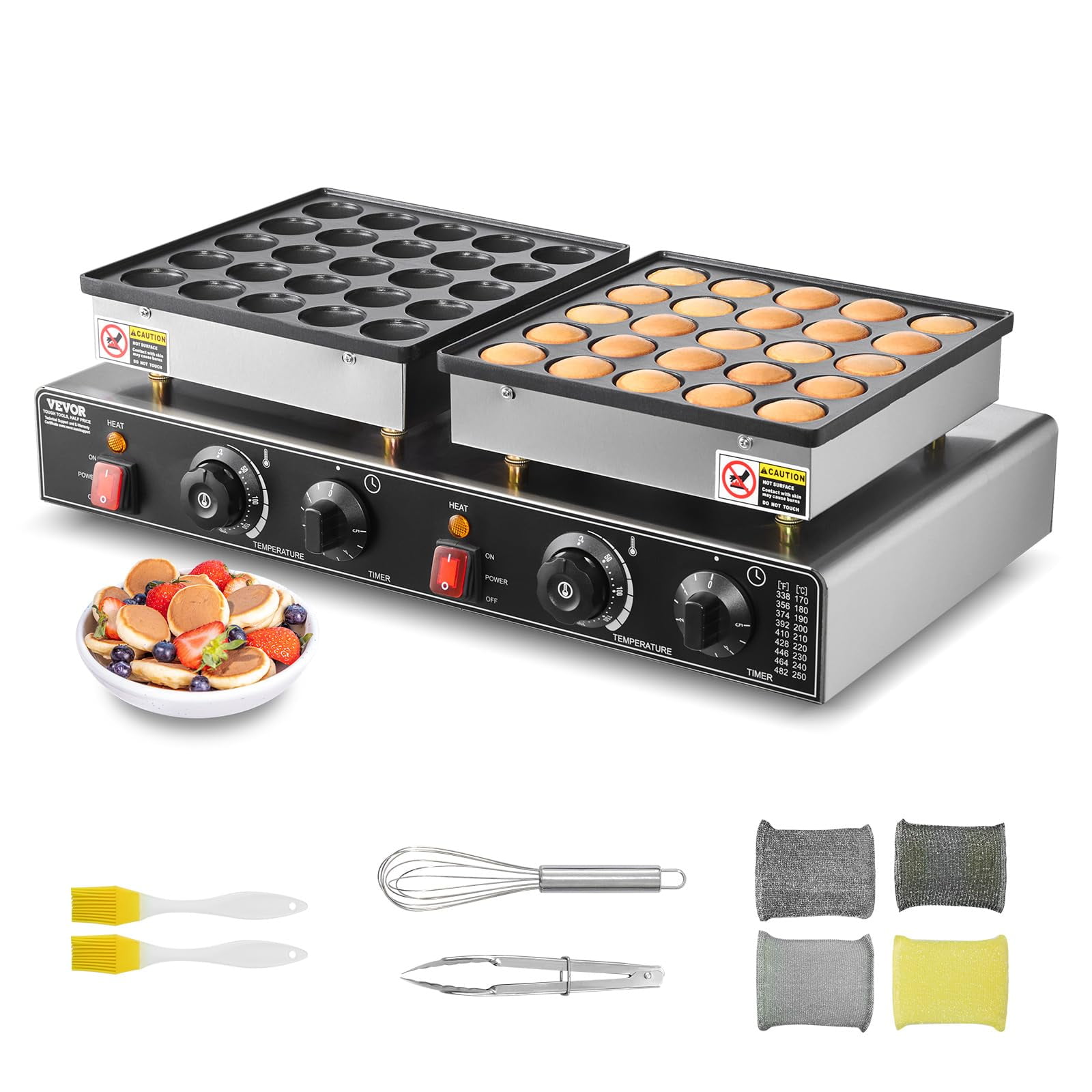Máquina Para Mini Panqueques Holandeses Vevor De 50 Piezas, Acero Inoxidable Antiadherente