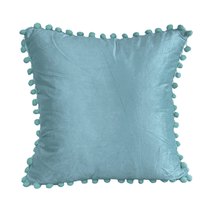 Genérico - Pack De 2 Fundas De Cojines Terciopelo Con Pompones 45X45 Cm Menta
