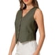 thumbnail image 4 of INSPIRE CHIC Chaleco de Lino para Mujer sin Mangas con Botones en el Cuello en V Formal para el Trabajo Talla 2XL Verde Oliva, 4 of 5