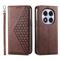 Funda Flip Foxdock Para Xiaomi Redmi Note 15 Pro Plus , Estilo Billetera Con Diseño Rombo, Correa De Mano Y Soporte, Uso Diario