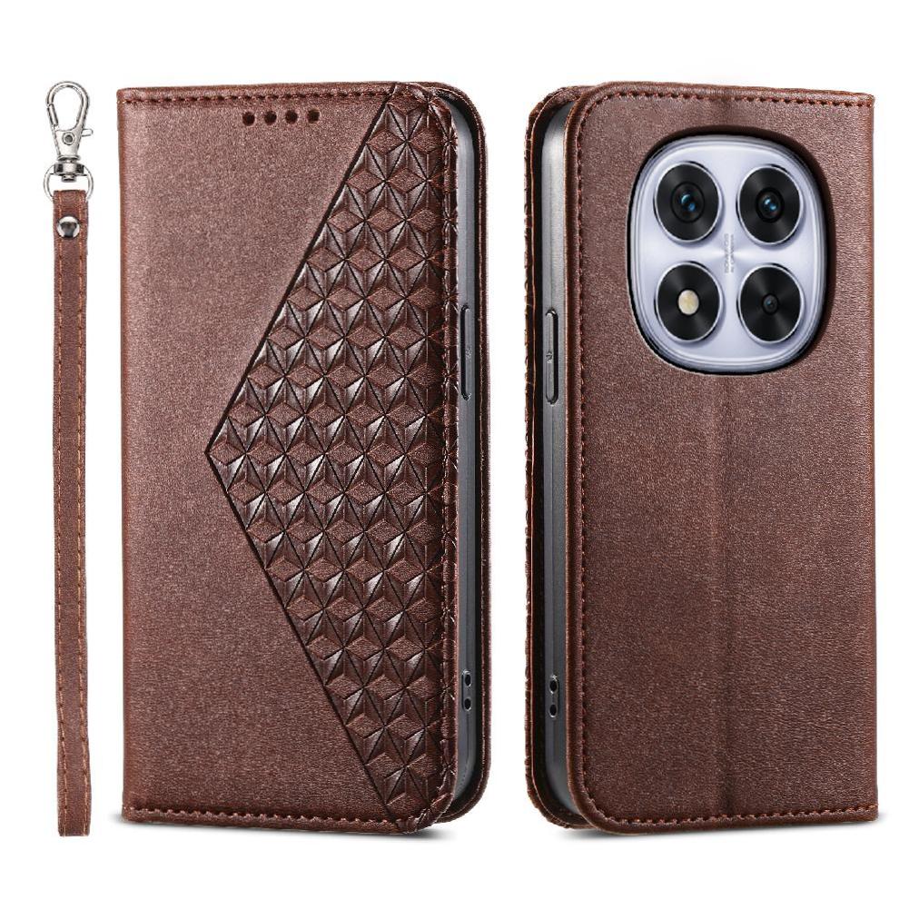 Funda Flip Foxdock Para Xiaomi Redmi Note 15 Pro Plus , Estilo Billetera Con Diseño Rombo, Correa De Mano Y Soporte, Uso Diario