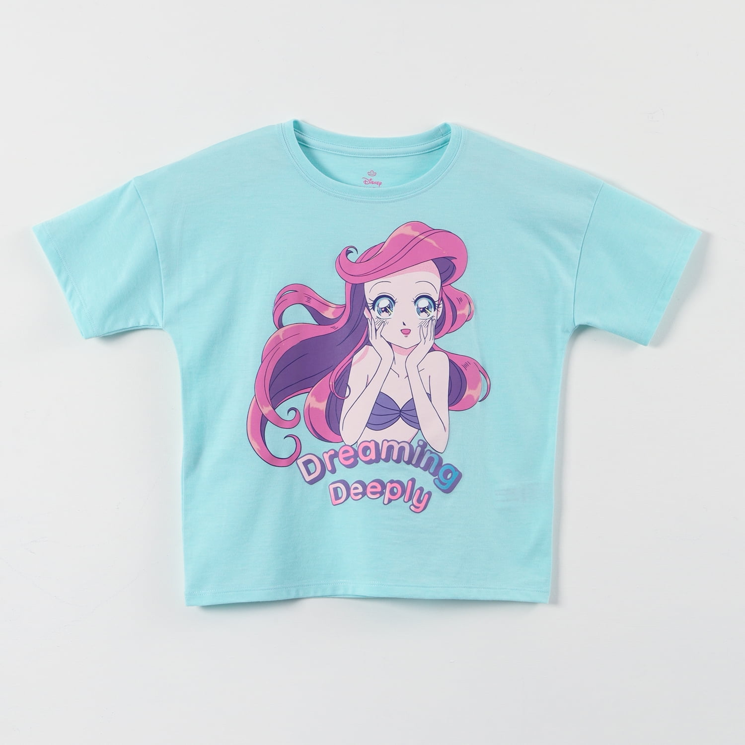 Polera Manga Corta Niña Ariel Princesas Verde Disney
