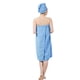 thumbnail image 2 of Conjunto de bata de spa para mujer, toalla de baño de microfibra suave, acogedora y absorbente con gorro turbante para secar el cabello., 2 of 5