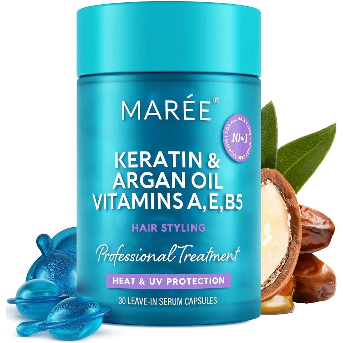Aceite Capilar Maree Keratina Argan Vitaminas A E B5 30 Caps
