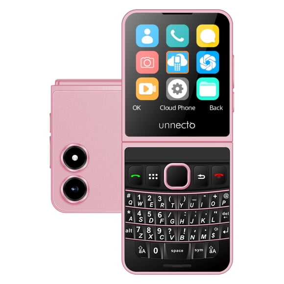 Teléfono Unnecto Snap Dual SIM 4G QWERTY tipo concha rosa
