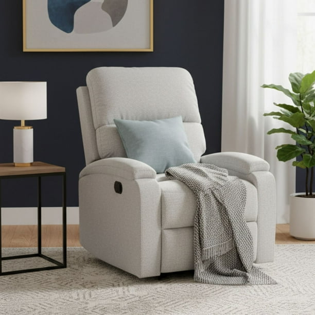Berger Reclinable Blanco Moderno de Lino Matheus PK8071BIV